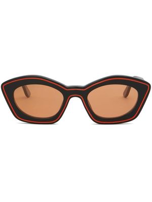 Marni Eyewear lunettes de soleil ovales à logo imprimé - Noir