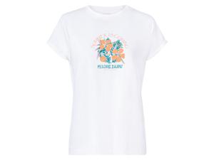 esmara Dames-T-shirt, licht getailleerd model, met ronde hals (S (36/38), Wit)