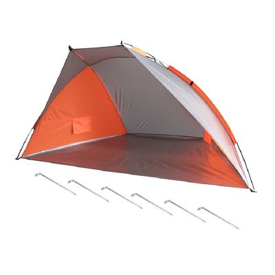 Beachshelter strandtent/windscherm oranje/grijs 270 x 120 cm met UV-bescherming incl. haringen Beachshelter strandtent/windscherm oranje/grijs 270 x 120 cm met UV-bescherming incl. haringen
