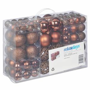 Relaxdays Kerstballen - 100x - bruin - D3, D4, D6 cm - kunststof