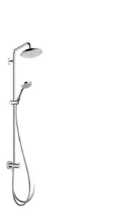 Hansgrohe Croma Showerpipe: zonder kraan voor renovatie met 100 Vario handdouche met 22cm O Croma hoofddouch chroom 27224000