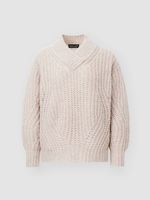 Grof gebreide trui met sjaalkraag van cashmere-zijde mix