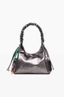 Middelgrote metallic tas met 3D-logo en gerimpeld handvat - MATERIAL FINISHES - U