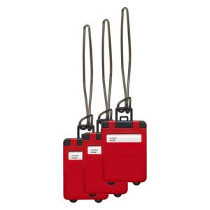 Kofferlabel Jenson - 3x - rood - 8 x 5.5 cm - reiskoffer/handbagage label