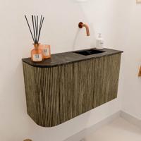 Toiletmeubel Mondiaz Joya Dlux | 71.6 cm | Meubelkleur Dusk | Faye wastafel Lava Wasbak Rechts | Zonder kraangat(en)