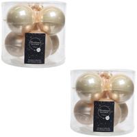 Decoris Kerstballen - 12x - glas - 6 stuks - champagne - 8 cm