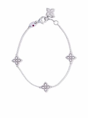 Roberto Coin bracelet Princess Flower en or blanc 18ct serti de diamants - Argent