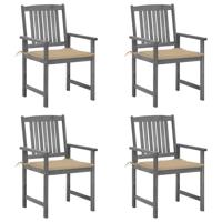 Tuinstoelen 4 st met kussens massief acaciahout grijs