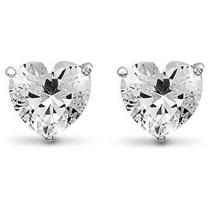 New Bling 9NB-0010 Oorstekers Hart zilver met zirkonia 6 mm