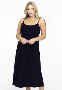Yoek Dress spaghetti elastic waist | Blauw | Maat 54/56