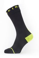 Sealskinz Briston All weather mid fietssok met Hydrostop zwart/neon geel S