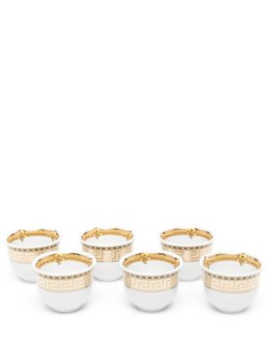 Versace lot de 6 petites tasses à détail Greca - Blanc