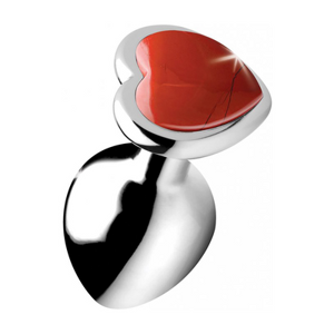 XR Brands Red Jasper Heart - Butt Plug - Small