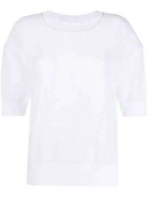 Fabiana Filippi t-shirt en maille à effet de transparence - Blanc
