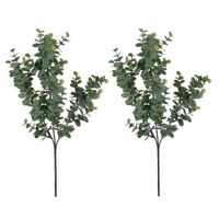 2x Grijs/groene Eucalyptus kunsttak kunstplant 65 cm - thumbnail