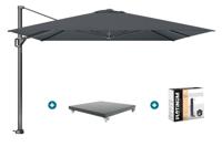 Platinum Challenger Telescope Zweefparasol premium - 3,5x3,5 - Faded Black met Marbella voet en hoes Platinum Challenger Telescope Zweefparasol premium - 3,5x3,5 - Faded Black met Marbella voet en hoes