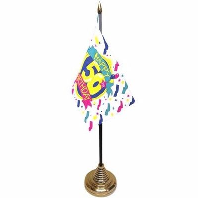 50ste verjaardag tafelvlaggetje 10 x 15 cm met standaard