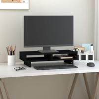 VidaXL Monitorstandaard 60x27x14 cm massief grenenhout zwart