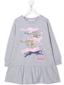 Kenzo Kids robe-pull volantée à logo - Gris