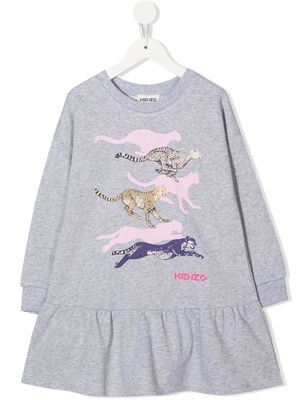 Kenzo Kids robe-pull volantée à logo - Gris