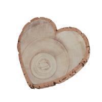 Chaks Kaarsenbord/decoratie dienblad - houten boomschijf - 19 x 3 cm - hartvormig