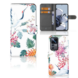 Xiaomi 12T | 12T Pro Telefoonhoesje met Pasjes Bird Flowers