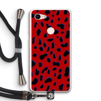 Red Leopard: Pixel 3 XL Transparant Hoesje met koord