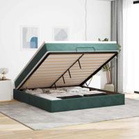 Ottoman bed met matras 180x200 cm fluweel donkergroen