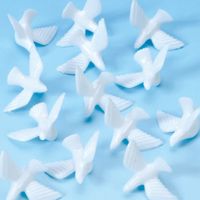 60x Plastic duifjes voor bruiloft decoratie   - - thumbnail