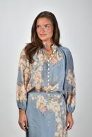 Zimmermann blouse Cascadian Billow 3548TSS255 teal blue botanic floral