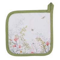 Clayre & Eef Pannenlap 20x20 cm Wit Katoen Bloemen