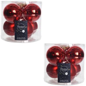 12x Kerst rode glazen kerstballen 8 cm glans en mat