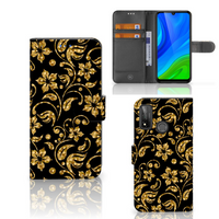 Huawei P Smart 2020 Hoesje Gouden Bloemen - thumbnail
