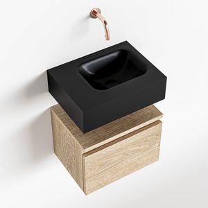 Toiletmeubel Mondiaz Andor | 40 cm | Meubelkleur Washed oak | Lex vrijhangend wastafel Urban Rechts | Zonder kraangat