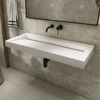 Saniclear Hoya wastafel zonder kraangat 100x45.5x8 cm solid surface wit mat
