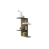 Leen Bakker - Wandrek Jena - Eiken/grijs - 77,5x45x45 Cm - MDF - Grijs#Bruin - 44.5x44.5x77 Cm