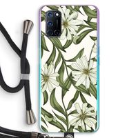 Wit bloemenpatroon: Oppo A92 Transparant Hoesje met koord