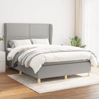 Boxspring met matras stof lichtgrijs 140x190 cm