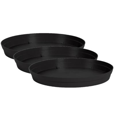 EDA Bloempot onderschaal Toscane - 3x stuks - kunststof - antraciet - D23 cm - opvangschalen