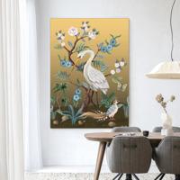 Urban Cotton Wandkleed 'Birds' 145 x 190cm in Frame - black