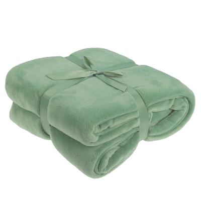 Fleece dekentje - groen - 180 x 230 cm - polyester - deken - plaid - bankdeken