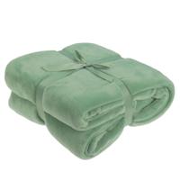 Fleece dekentje - groen - 180 x 230 cm - polyester - deken - plaid - bankdeken