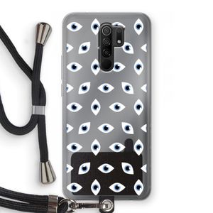 Eyes pattern: Xiaomi Redmi 9 Transparant Hoesje met koord