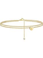 strand Dubbele Keten Hart Brief Enkelbandje - thumbnail