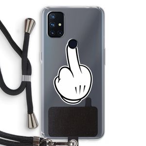Middle finger black: OnePlus Nord N10 5G Transparant Hoesje met koord