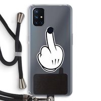 Middle finger black: OnePlus Nord N10 5G Transparant Hoesje met koord