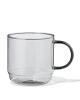 HEMA Cappuccinomok 440ml borosilicaatglas stapelbaar (antraciet)