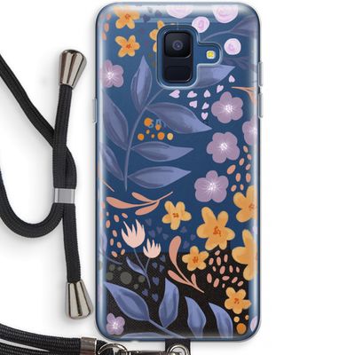 Flowers with blue leaves: Samsung Galaxy A6 (2018) Transparant Hoesje met koord