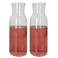 Secret de Gourmet schenkkan/water karaf - 2x - transparant glas - 1200 ml - D9 x H25 cm Secret de Gourmet schenkkan/water karaf - 2x - transparant glas - 1200 ml - D9 x H25 cm