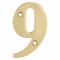 AMIG Huisnummer 9 - massief messing - 10cm - incl. bijpassende schroeven - gepolijst - goudkleur
